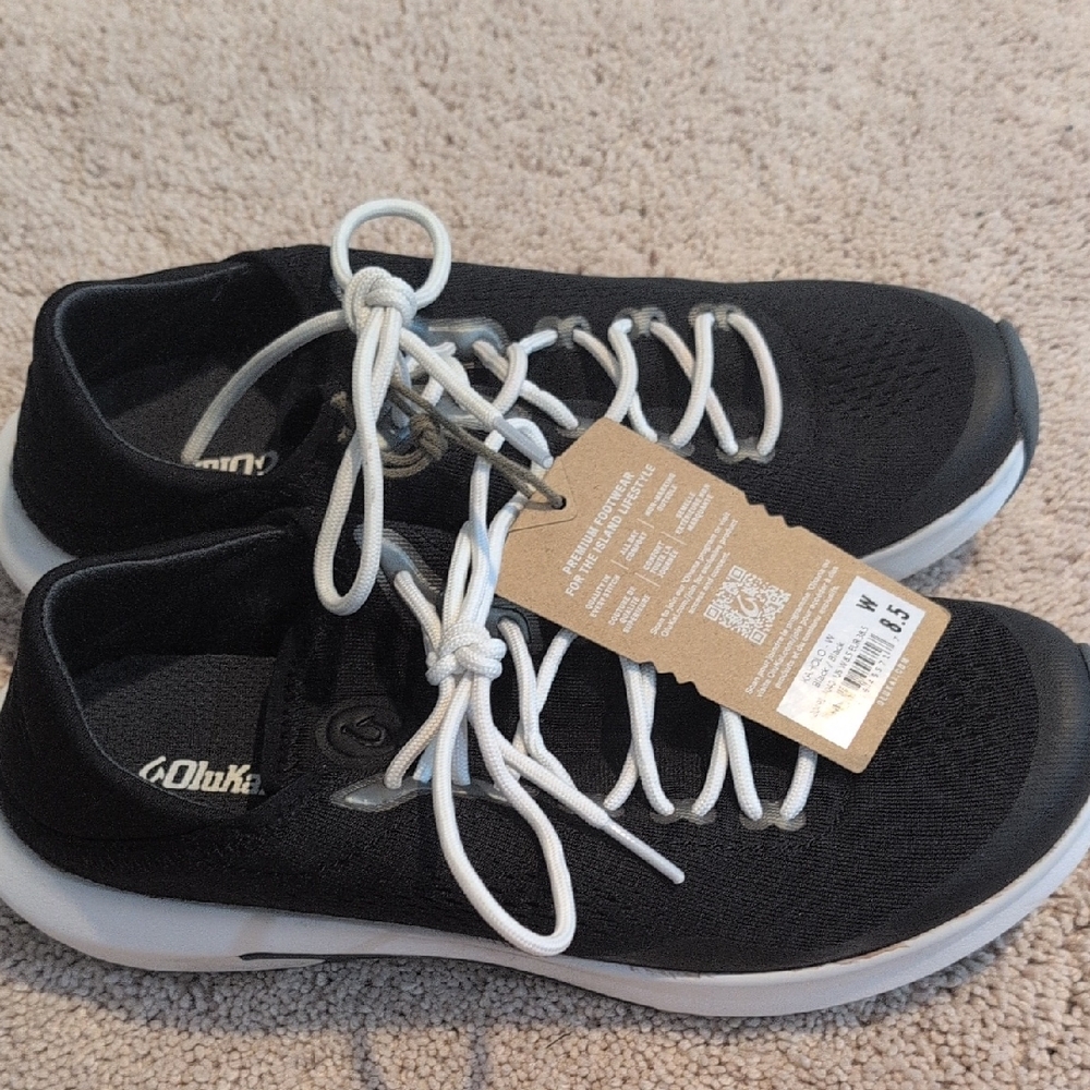 Black and White Olukai Athletic Sneakers